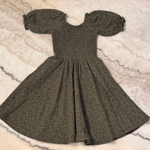 Ivy City Co Olive Green Puff Sleeve Smocked Dress